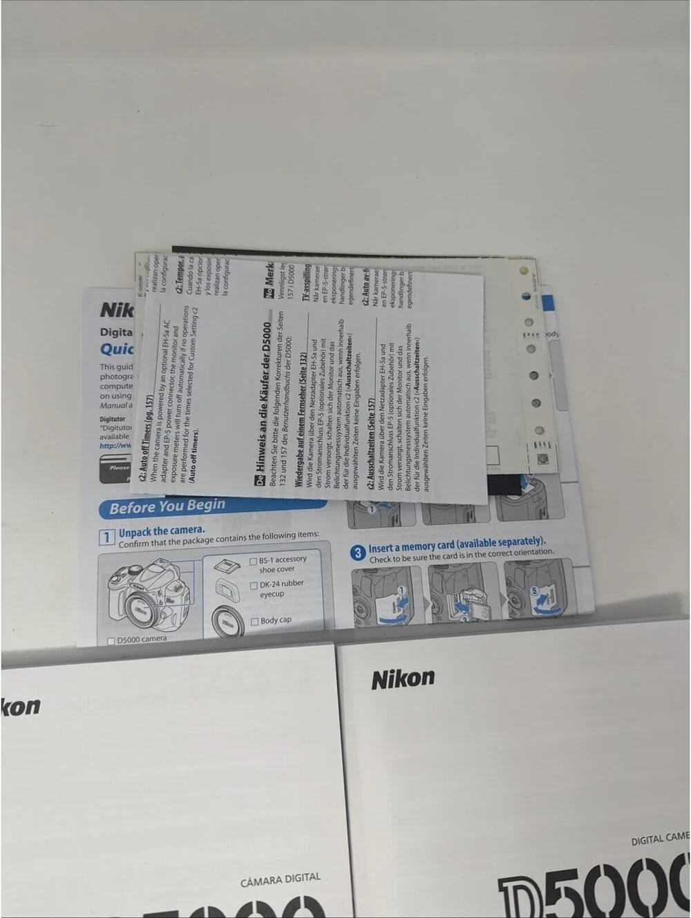 Nikon D5000 Digital Camera Genuine User's Manual / Instruction Guides